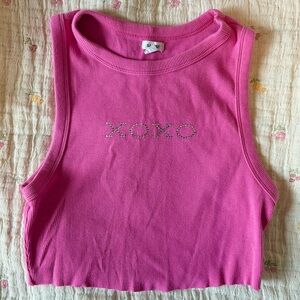Y2K Bedazzled XOXO Pink Sleeveless Cropped Tank Top